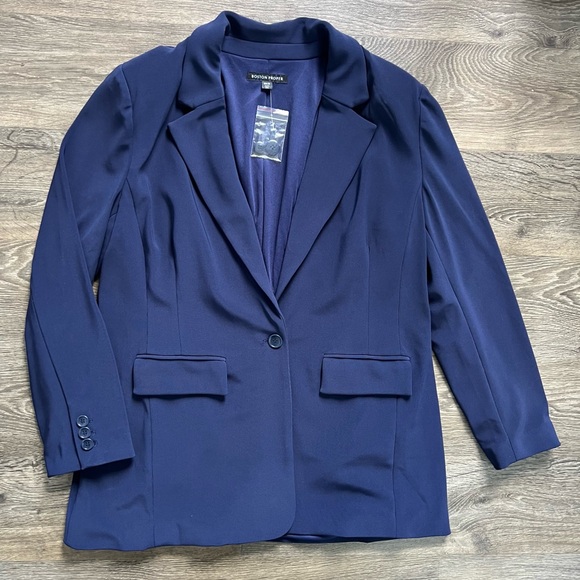 NWOT Boston Proper Beyond Travel Classic Boyfriend Blazer Maritime Navy size 18 - Picture 3 of 9
